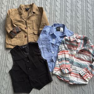 Baby Boy 4 pieces bundle dress shirts suit jacket dress vest